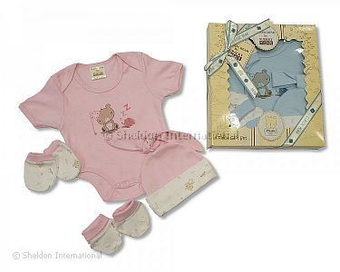 Baby Cotton Gift Set - 4 pcs - Classic Bear - 0607 - Wholesale