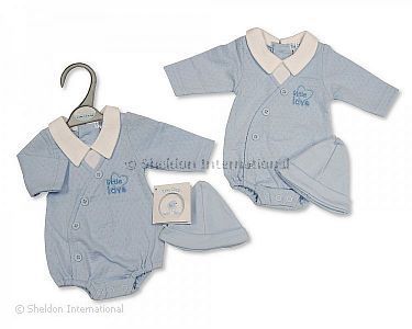 Premature Baby Boys Romper with Hat - Little Love - Wholesale