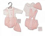 Premature Baby Girls 2 pcs Short Dungaree Set with Lace and Hat