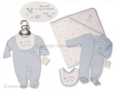 Premature Baby Boys 3 pcs Set - Hello World - Wholesale