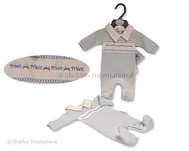 Premature Baby Boys All in One with Smocking - Prince - Wholesale