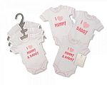 Wholesale Premature Girls Short Sleeved Bodysuits 3-Pack - I Love Mummy/Daddy