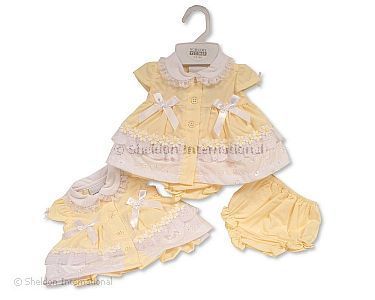 Premature Baby Dress with Bows and Lace - Daisies - Wholesale
