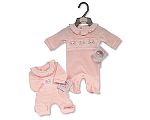 Premature Baby Girls All in One with Smocking and Bows - Elephant