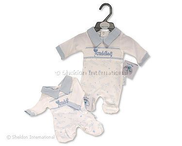 Premature Baby Boys All in One with Smocking - Cuddles - Wholesale