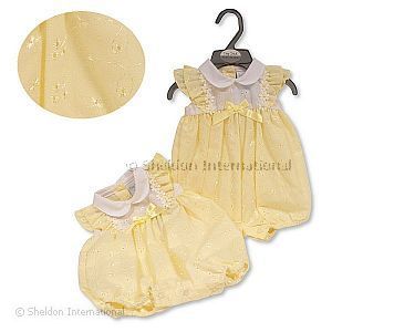 Premature Baby Girls Romper with Bow and Embroidery - Daisies - Wholesale