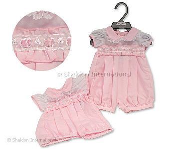 Premature Baby Girls Romper with Lace and Embroidery - Wholesale