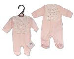 Premature Baby Girls Sleepsuit with Lace and Bow - Hearts