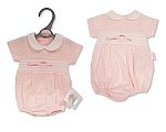 Premature Baby Girls Romper with Smocking and Bows - Cuddle Me