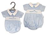 Wholesale Premature Boys Romper with Smocking - Cuddle Me