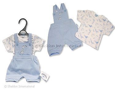 Premature Baby Boys 2 pcs Dungaree Set - Giraffe - Wholesale