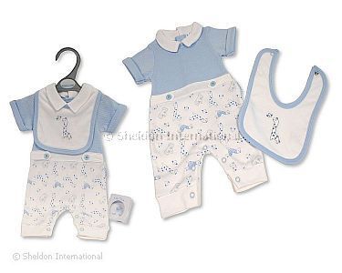 Premature Baby Boys Long Romper - Giraffe - Wholesale