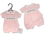 Wholesale Premature Girls Romper with Smocking and Bow - Elephant