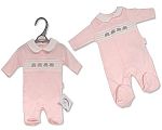 Premature Baby Girls Sleepsuit with Smocking and Bow- Elephant