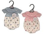 Knitted Premature Baby Romper with Collar - Teddy
