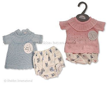 Knitted Premature Baby 2 pcs Set with Collar - Teddy - Wholesale