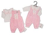 Premature Baby Girls 2 pcs Long Dungaree Set with Bows