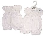 Premature Baby Romper with Smocking and Bows