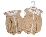 Premature Baby Linen Romper with Lace