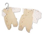 Premature Baby Boys 2 pcs Jacquard Dungaree Set - Space