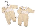 Premature Baby Boys All-In-One with Smocking - Space