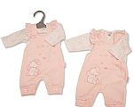 Wholesale Premature Girls 2 pcs Dungaree Set - Elephant