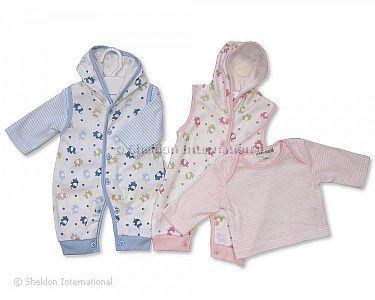 Tiny Baby 2 pcs Set with Hood - Elephants - Wholesale