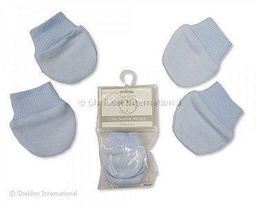 Premature Baby Scratch Mittens - Sky - Packs of 2 Pairs - Wholesale