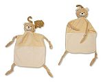 Baby Bear Comforter with Fabric Knots and Rattle
